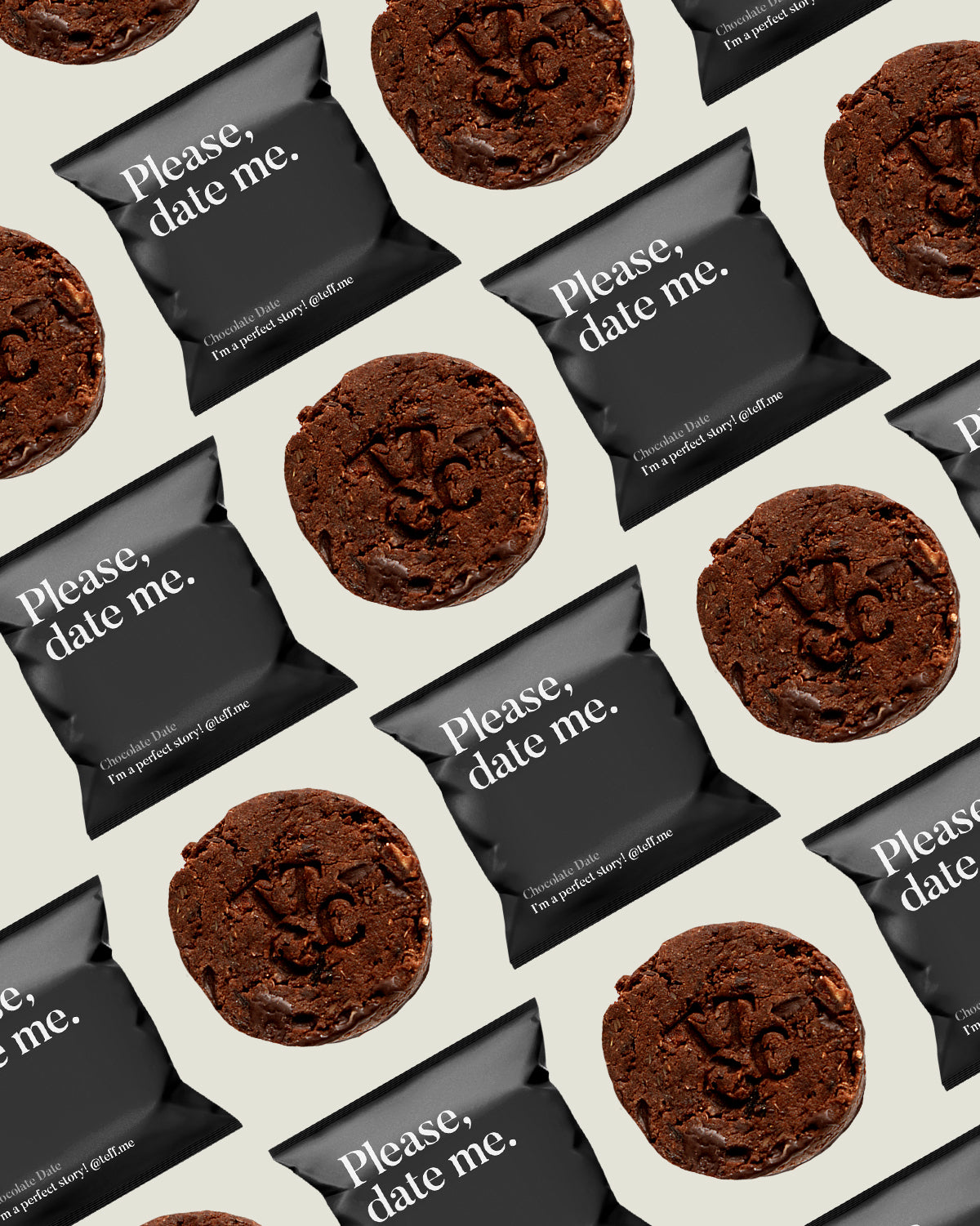 Chocolate Date Teff Cookie with Date Me Packaging